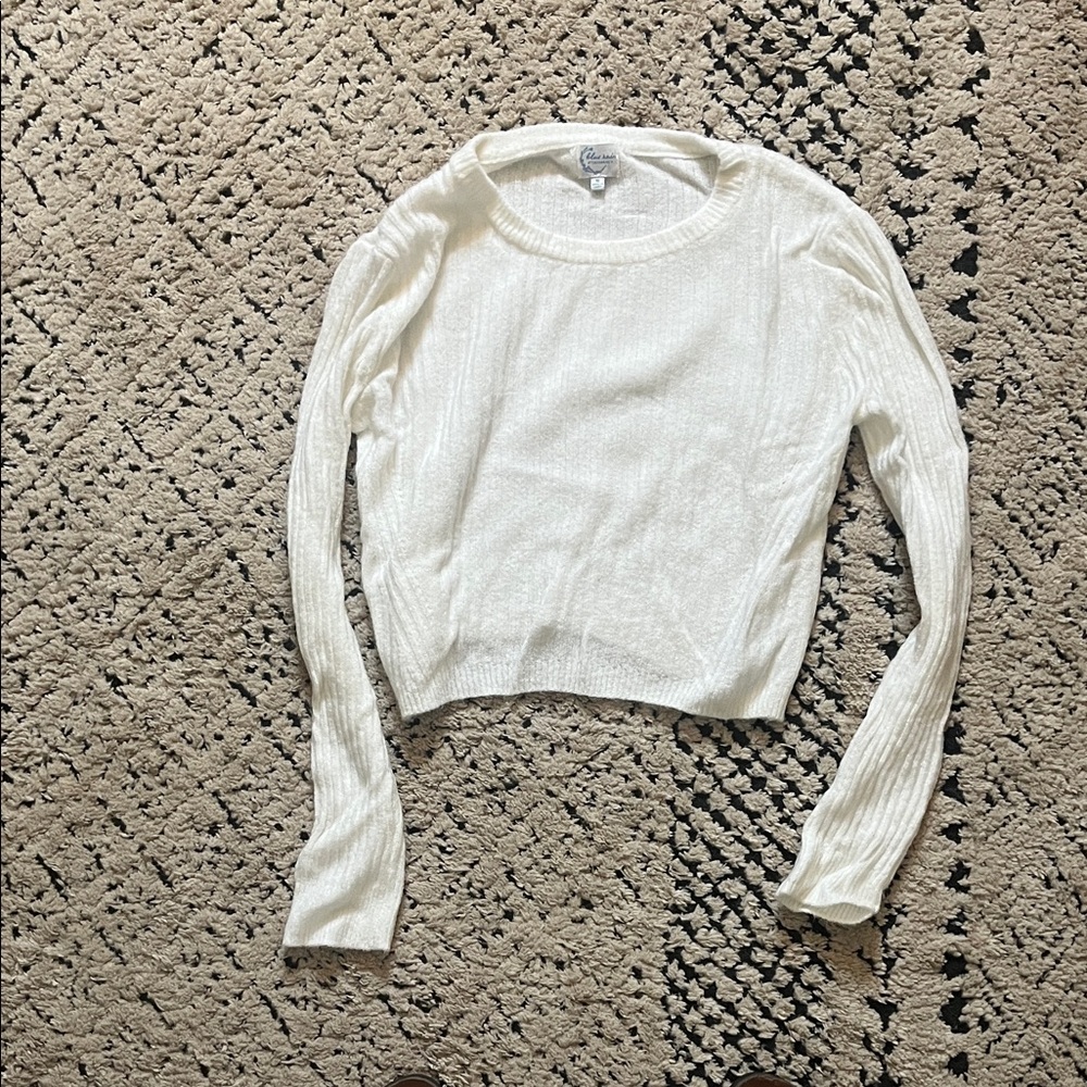 Francesca's Collections Cream Ribbed Sweater